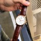 Чоловічий механічний годинник Forsining 8214 Gold-White-Brown з автопідзаводом та шкіряним ремінцем