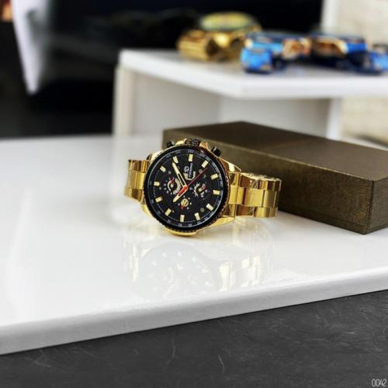 Мужские механические часы Forsining 6909 Gold-Black с автоподзаводом и календарем