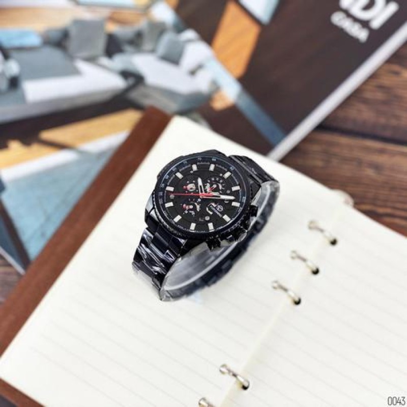 Мужские механические часы Forsining 6909 All Black-Red с автоподзаводом и полным календарем