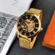 Мужские механические часы Forsining 8099M Gold-Black Mesh с автоподзаводом и минеральным стеклом