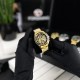 Чоловічий механічний годинник Forsining 8042 Gold-Black з автопідзаводом та золотистим сталевим браслетом