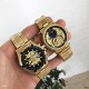 Чоловічий механічний годинник Forsining 8042 Gold-Black з автопідзаводом та золотистим сталевим браслетом