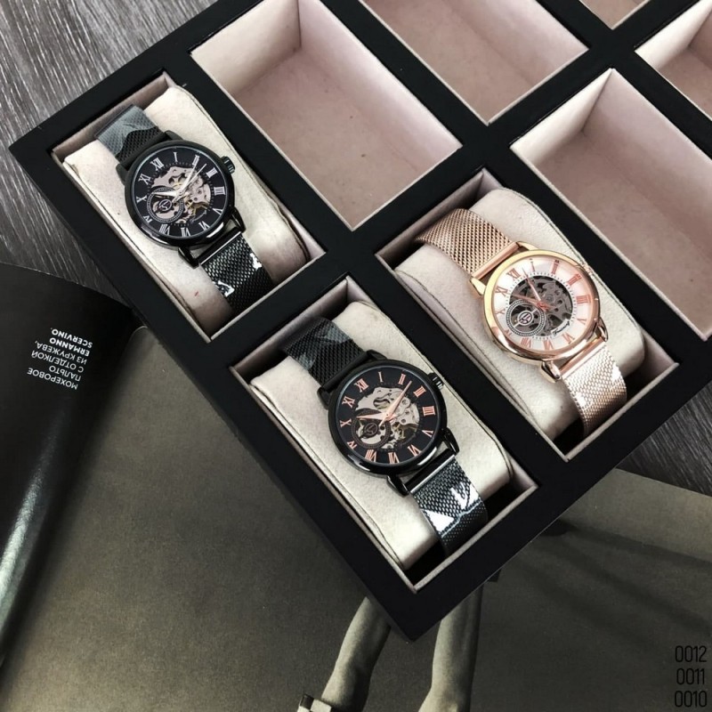 Женские механические часы Forsining 8099M Cuprum-White Ledy Mesh с минеральным стеклом
