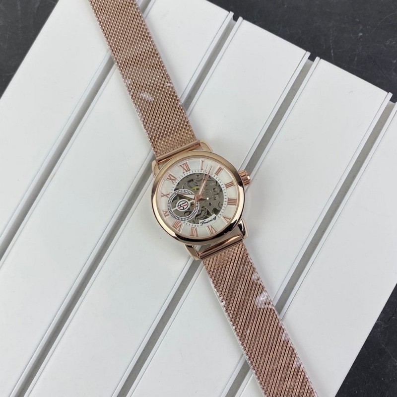 Женские механические часы Forsining 8099M Cuprum-White Ledy Mesh с минеральным стеклом