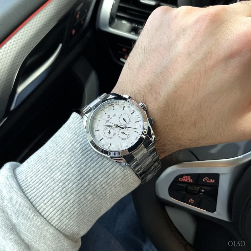 Чоловічий механічний годинник Forsining 6917 Silver-White з автопідзаводом та календарем