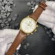 Мужские механические часы Forsining 6916 Gold-White с автоподзаводом и кожаным ремешком