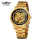 Мужские механические часы Forsining 8173 Gold-Black Steel с автоподзаводом и люминесценцией