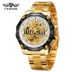 Мужские механические часы Forsining 8186 Gold-White Steel с автоподзаводом и люминесценцией
