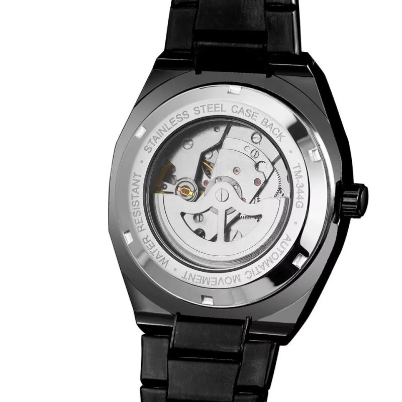 Мужские механические часы Forsining 8264 Black с автоподзаводом и стальным браслетом