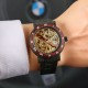 Мужские механические часы Forsining 8277 Black-Red-Gold с автоподзаводом и прозрачным циферблатом