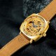 Мужские механические часы Forsining 8274 Gold с автоподзаводом и кожаным ремешком
