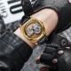 Мужские механические часы Forsining 8263 Gold с прозрачным циферблатом и кожаным ремешком