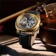 Мужские механические часы Forsining 8263 Gold с прозрачным циферблатом и кожаным ремешком