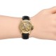 Мужские механические часы Forsining 8156 Black-Gold с автоподзаводом и кожаным ремешком