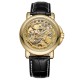Мужские механические часы Forsining 8156 Black-Gold с автоподзаводом и кожаным ремешком