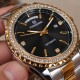 Мужские механические часы Forsining 6919 Silver-Gold-Black Steel с автоподзаводом и календарем