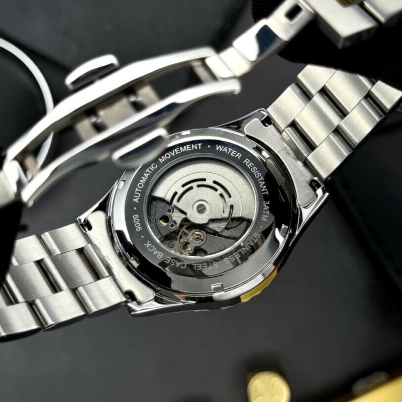 Мужские механические часы Forsining 6919 Silver-Gold-White Steel с автоподзаводом и браслетом
