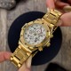 Чоловічий механічний годинник Forsining 6914 Gold-White Steel з автопідзаводом та повним календарем