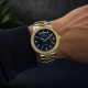Мужские механические часы Forsining 6919 Silver-Gold-Blue Steel с автоподзаводом и календарем