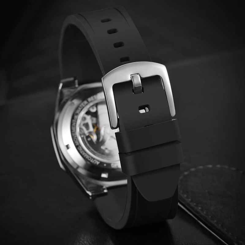 Чоловічий механічний годинник Forsining 8289 Black-Silver з автопідзаводом та люмінесценцією