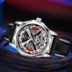 Мужские механические часы Forsining 8284 Silver-Black с прозрачным корпусом и каучуковым ремешком