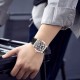 Мужские механические часы Forsining 8284 Silver-Black с прозрачным корпусом и каучуковым ремешком