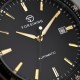 Мужские механические часы Forsining 8294 Black-Gold Steel с автоподзаводом и браслетом