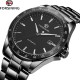 Мужские механические часы Forsining 8294 Black Steel с автоподзаводом и стальным браслетом