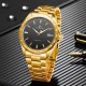 Чоловічий механічний годинник Forsining 8294 Gold-Black Steel з автопідзаводом та сталевим браслетом