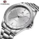 Мужские механические часы Forsining 8294 Silver-White Steel с автоподзаводом и стальным браслетом