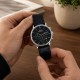 Мужские часы Forsining 8312 Black-Silver с хронографом и кожаным ремешком