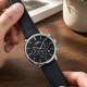 Мужские часы Forsining 8312 Black-Silver с хронографом и кожаным ремешком