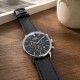 Мужские часы Forsining 8312 Black-Silver с хронографом и кожаным ремешком