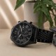 Чоловічий механічний годинник Forsining 8304 AII Black Steel з хронографом та сталевим браслетом