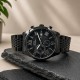 Чоловічий механічний годинник Forsining 8304 AII Black Steel з хронографом та сталевим браслетом