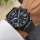 Чоловічий механічний годинник Forsining 8304 AII Black Steel з хронографом та сталевим браслетом