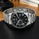 Чоловічий годинник Forsining 8304 Silver-Black Steel з хронографом та сталевим браслетом