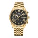 Мужские часы Forsining 8304 Gold-Black Steel с хронографом и золотистым браслетом
