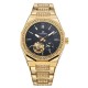 Механические часы Forsining 8313 Gold-Black Steel с автоподзаводом и стальным браслетом
