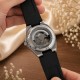 Мужские механические часы Forsining 8313 Black-Silver-Black с автоподзаводом и силиконовым ремешком