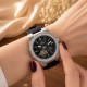 Мужские механические часы Forsining 8313 Black-Silver-Black с автоподзаводом и силиконовым ремешком