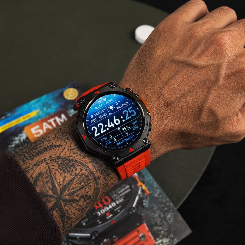 Смарт часы Modfit Navigator Al Red-Black с компасом, GPS и функцией звонка (SKU: 1077-0358)
