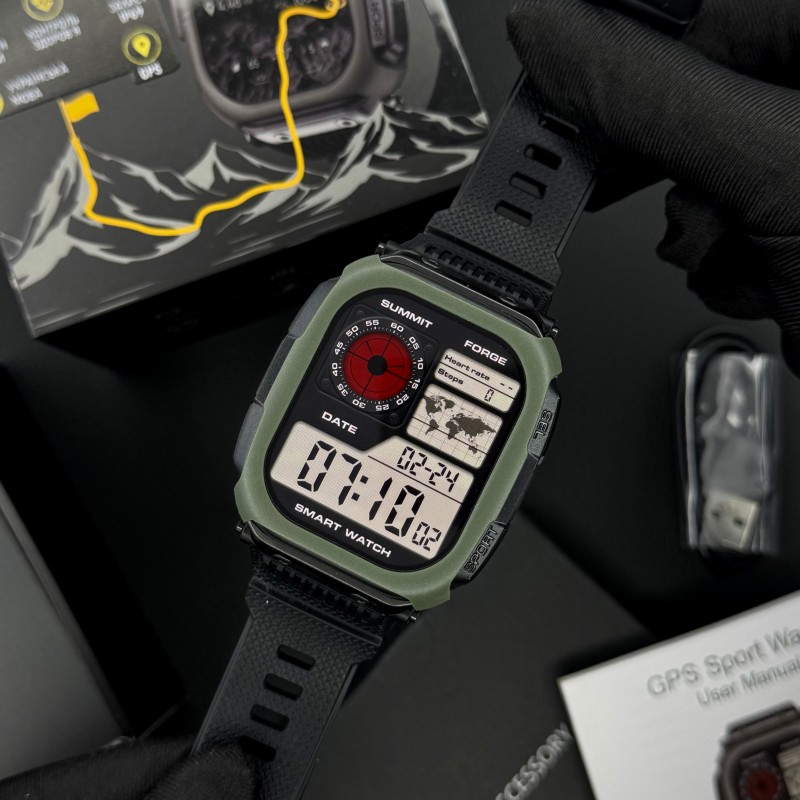Розумний годинник Modfit Rock Green (1077-0367) — Тактичний смарт-годинник з AMOLED дисплеєм та GPS