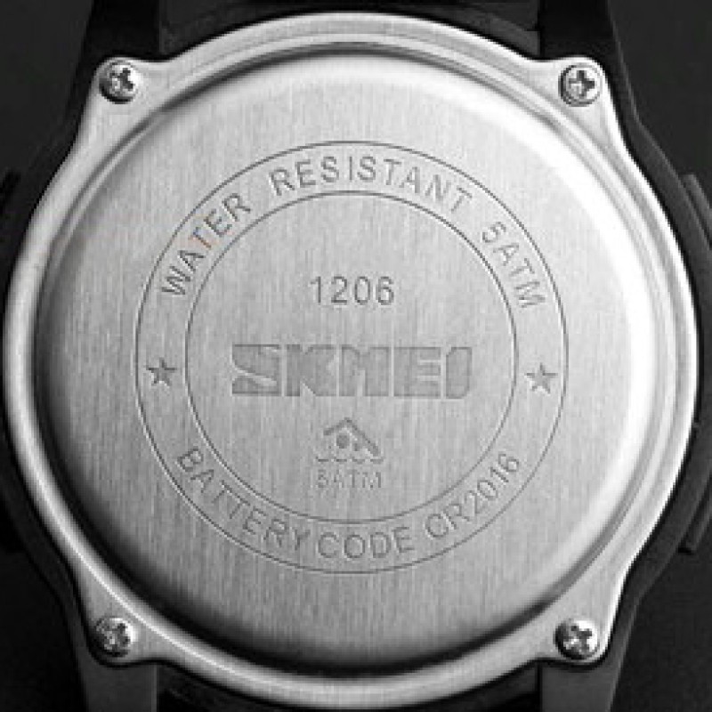 Чоловічий спортивний годинник Skmei 1206 Black-White з електронним циферблатом та підсвічуванням