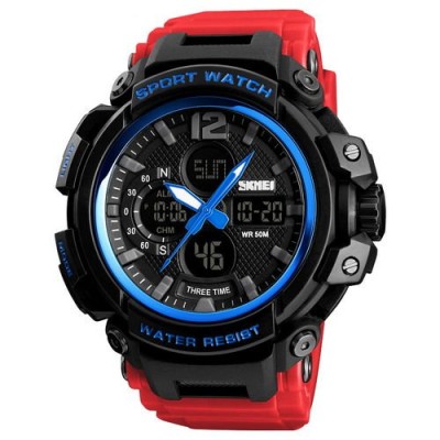 Skmei 1343 Black-Blue-Red Wristband STOPPED