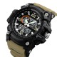 Мужские тактические часы Skmei 1283 Black-Khaki Wristband с двойным циферблатом и подсветкой
