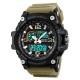 Мужские тактические часы Skmei 1283 Black-Khaki Wristband с двойным циферблатом и подсветкой