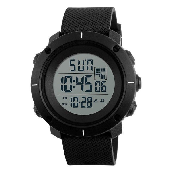 Мужские спортивные часы Skmei 1213 All Black с электронным циферблатом и водонепроницаемостью 5 ATM