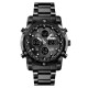 Мужские часы Skmei 1389BK All Black с комбинированным циферблатом и металлическим браслетом