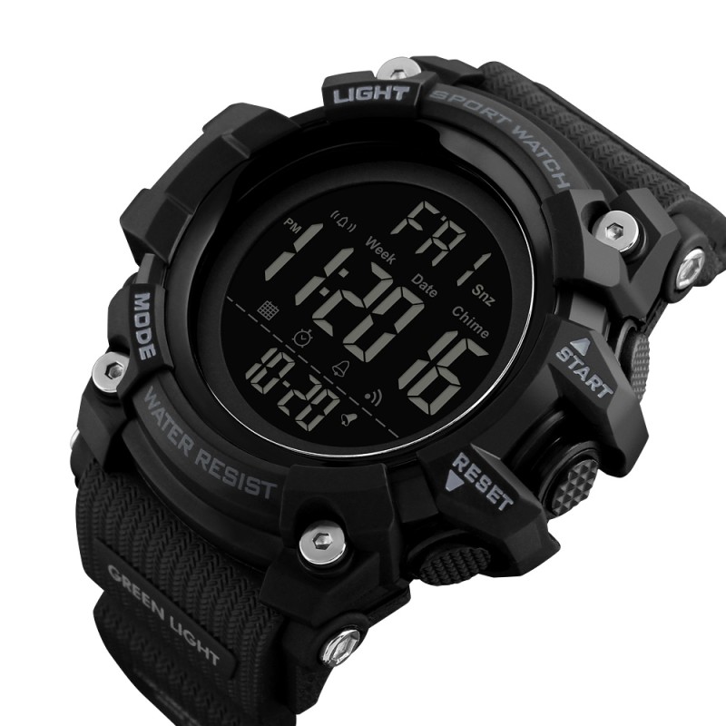 Мужские спортивные часы Skmei 1384 Black с электронным циферблатом и водозащитой 5 ATM